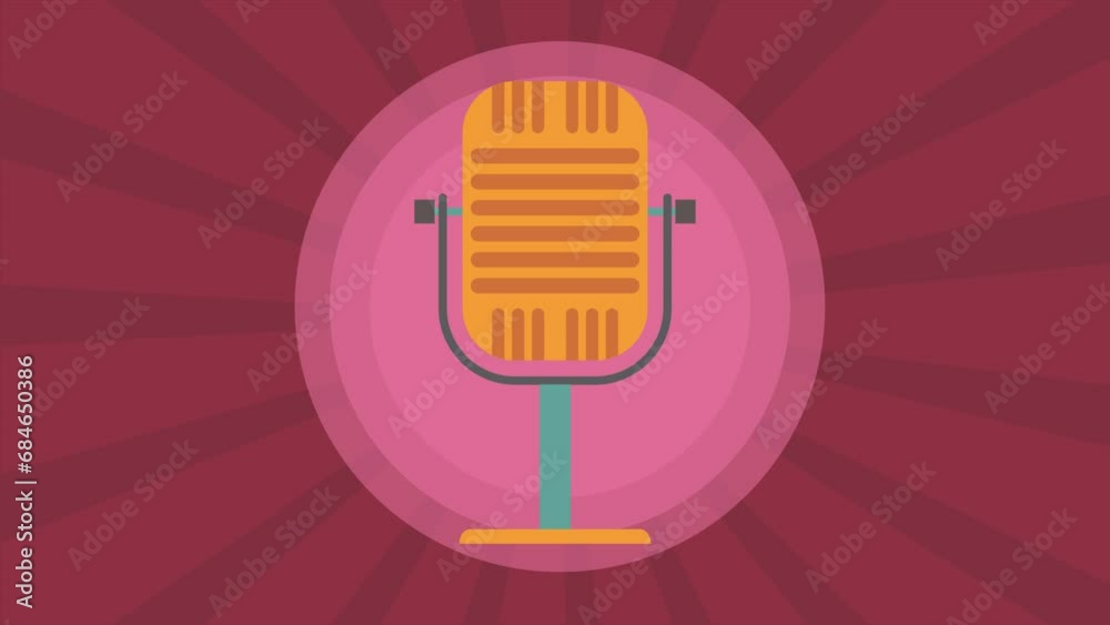 Retro Microphone Animation 2D Flat Podcast Logo Animated Illustration Retro Microphone Animation 2D Flat Podcast Logo Animated Illustration