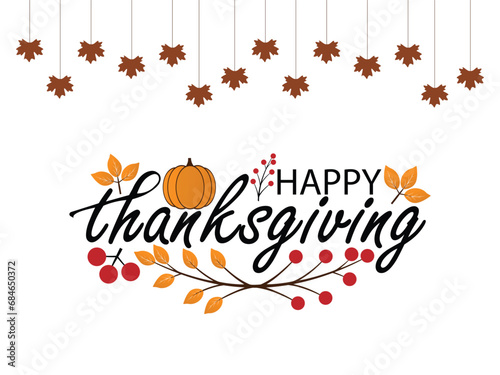 Happy thanksgiving day. Vector banner, greeting card with text Happy thanksgiving day