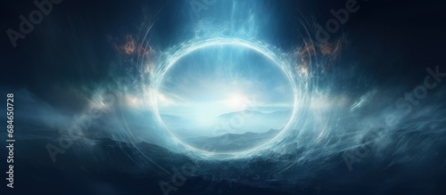 Circular movement of smoke creates a fantasy portal for science fiction exploration in alternate dimensions copy space image