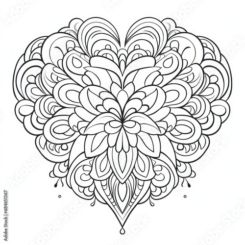 mandala for coloring in the shape of a heart concept of  coloring book  meditation  yoga  prayer  esotericism