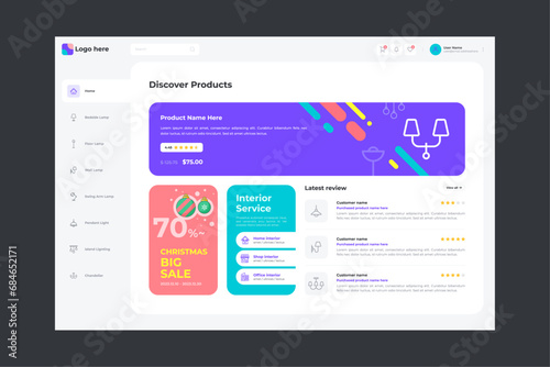 Light lamp online shopping mall landing page UI design