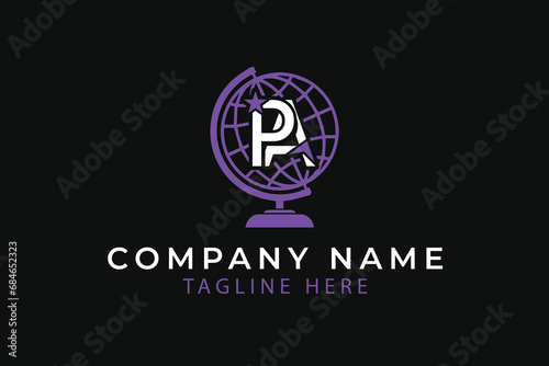PA, PA with globe, PA lettermark logo, PA wordmark logo, PA monogram logo