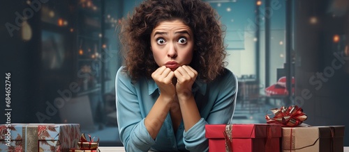 An anxious young woman with...