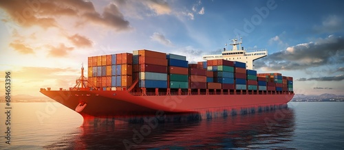 Container ship transporting...