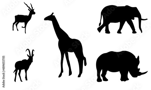 animals silhouettes and vector set  black and white 