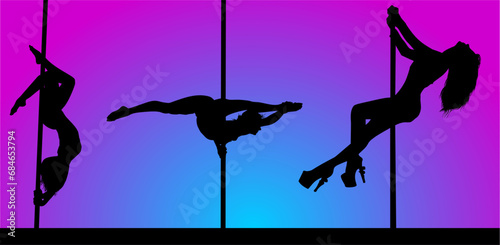 pole dance, ilustración, silueta, vector, mujer, baile