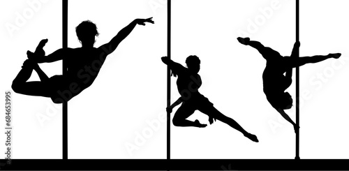 pole dance, ilustración, silueta, vector, mujer, baile photo