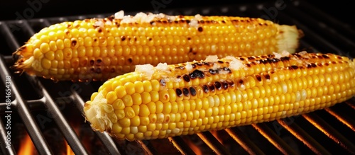 Close up of grilled corn on...
