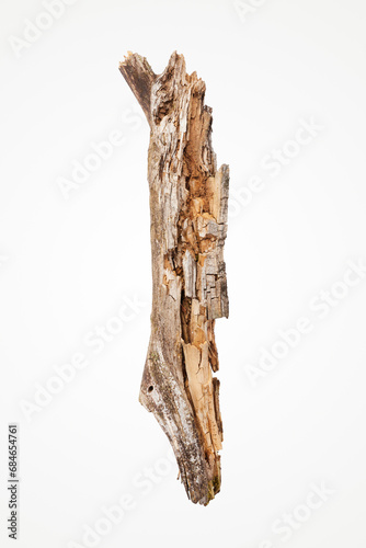 Broken wooden stick isolated on white background