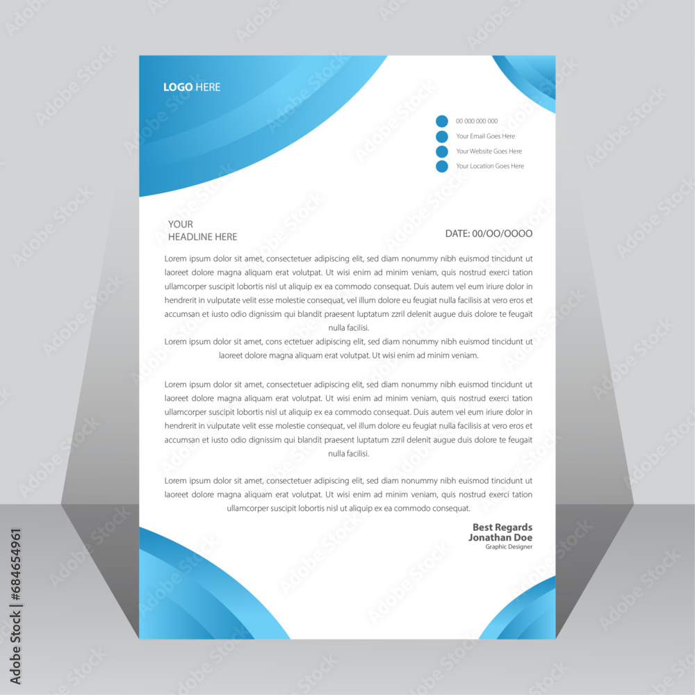 Modern business letterhead design template.