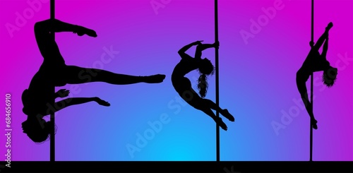 pole dance, ilustración, silueta, vector, mujer, baile