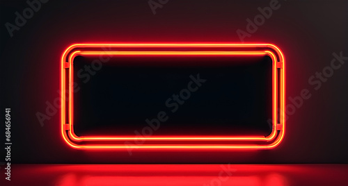 A retro red neon rectangle light in a with copy space for advertisiment. photo