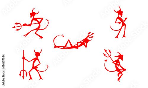 devil silhouettes and vectors set black and white