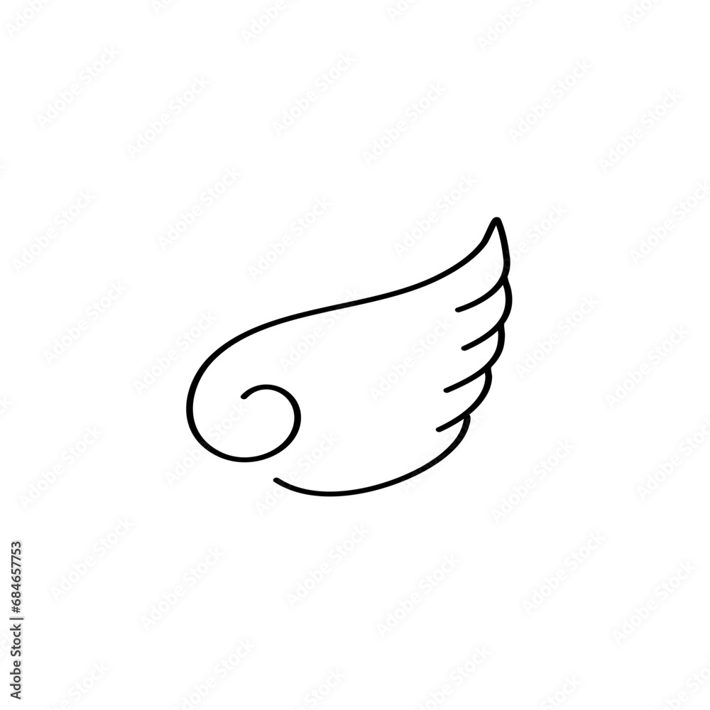 Cartoon doodle bird tattoo wing icon Cartoon doodle bird tattoo wing icon