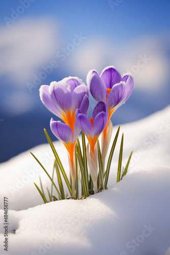 Beautiful Crocus Flowers in Snow   © LadyAI