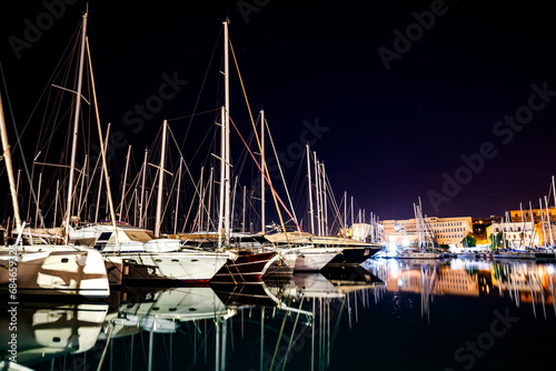Wallpaper Mural Moored boats and yachts at night in a harbor in Palermo, Sicily Torontodigital.ca