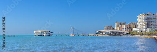 Panoramic View of Durres Beach and Pier, Albania © tichr
