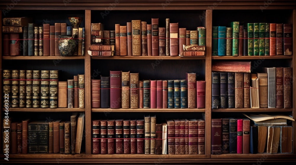 A well-stocked bookshelf with a variety of books for different interests. A well-stocked bookshelf with a variety of books for different interests.