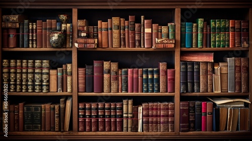 A well-stocked bookshelf with a variety of books for different interests.