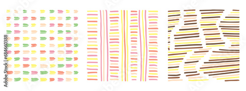 Small dash pattern Dotted lines texture. Candi chocolate color vector hatching doodle organic shapes. Short line dashes Brush hand drawn random strokes Fashion simple retro print design Illustration