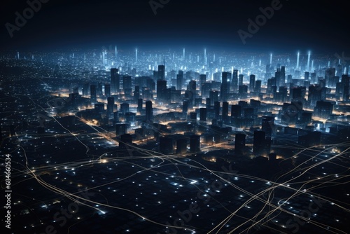 City at Night Aerial View