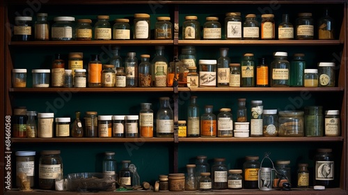 A well-stocked medicine cabinet with essential healthcare items and neatly arranged medications.