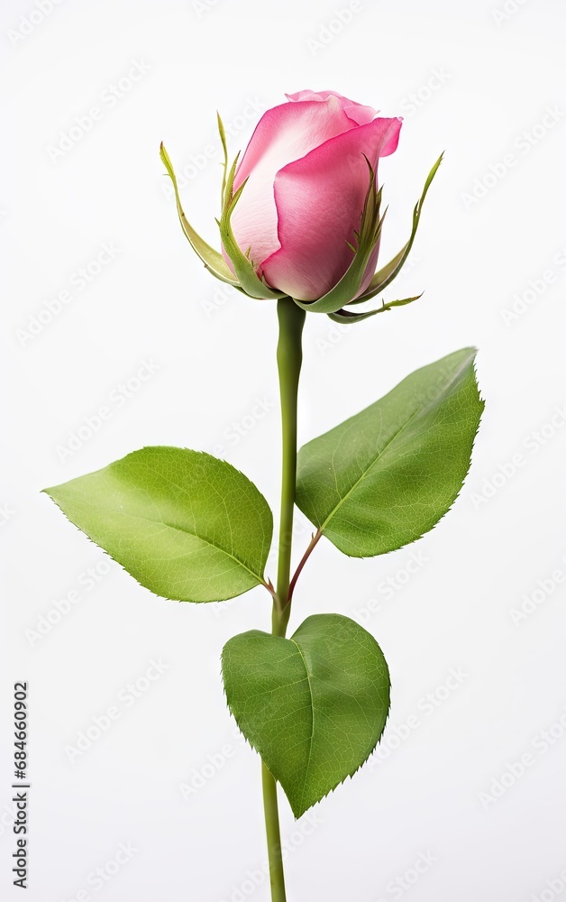 Pink rose isolated on a white background, Illustration for Valentine's Day Pink rose isolated on a white background, Illustration for Valentine's Day