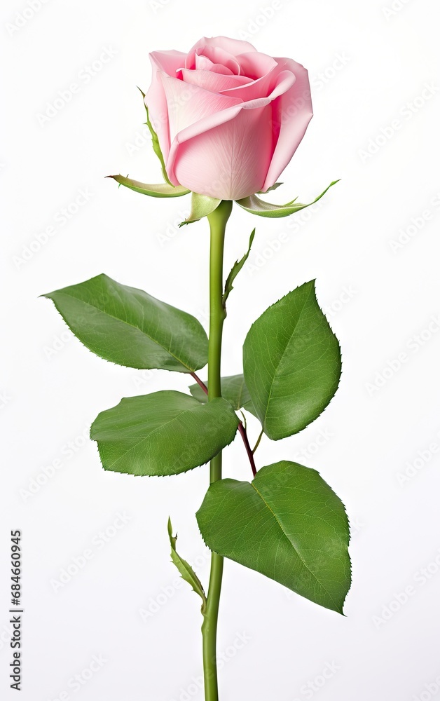 Single pink rose isolated on a white background, The meaning of pink roses is gentle and elegant love. Single pink rose isolated on a white background, The meaning of pink roses is gentle and elegant love.