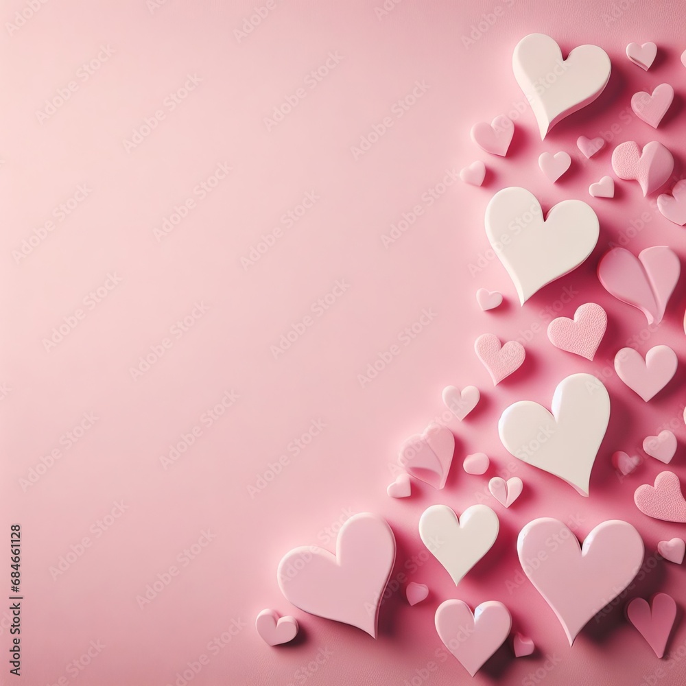 Top view saint valentine background with pink hearts