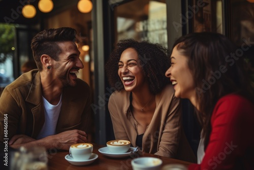 Group of People Laughing Around a Table