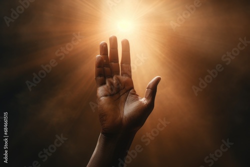 Hand Reaching Towards Bright Light