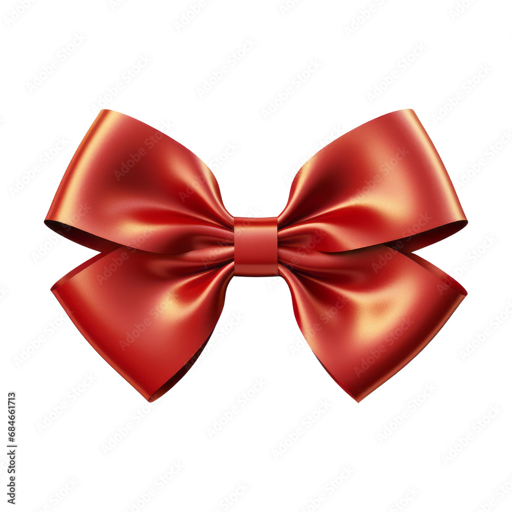 red bow isolated on transparent background cutout