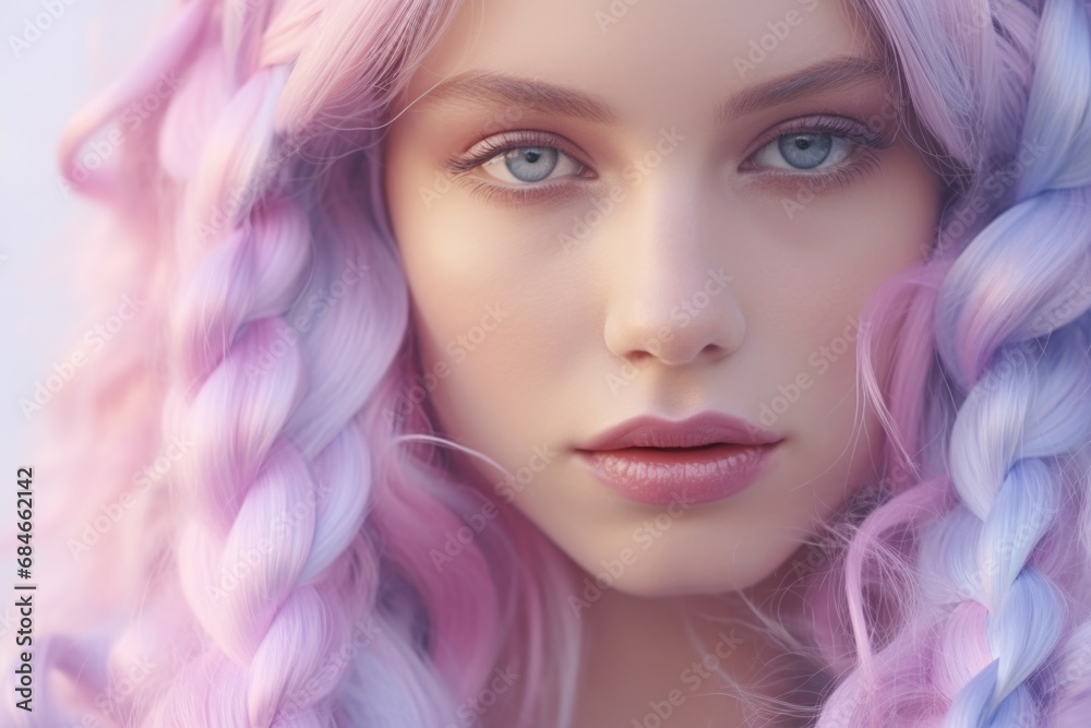 Woman with Pink Hair and Blue Eyes
