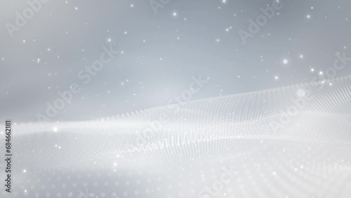 Abstract clean white grey blurred wave for elegant business corporate presentation background. Luxury particle light glitter smooth motion digital technology video. photo