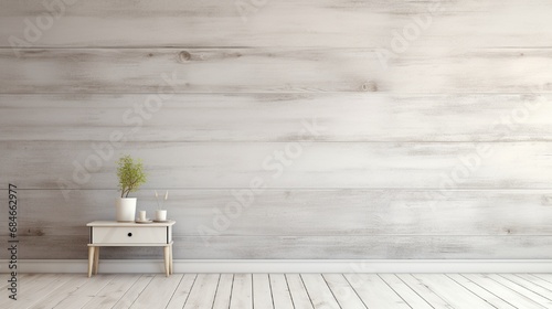 A wooden plank wall with a whitewashed finish, exuding a coastal and breezy ambiance. photo