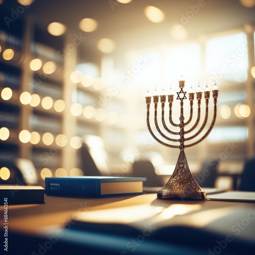 Photo jewish religious holiday hanukkah with holiday hanukkah traditional candelabra