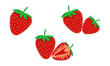 3d realistic vector set of strawberries. Strawberries on a white background