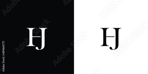 Abstract JH or HJ vector logo monogram template in black and white color