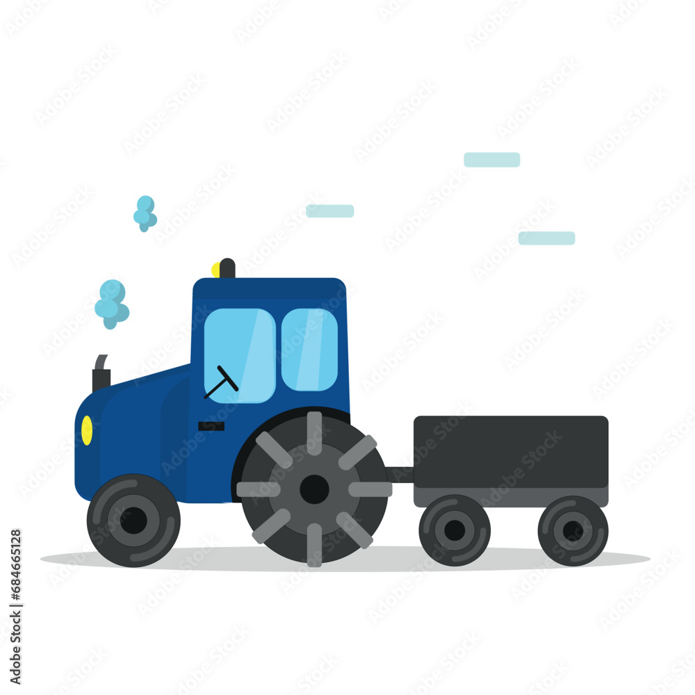 Fototapeta premium Tractor vector flat illustration. Icon design. Suitable for animation, using in web, apps, books, education projects. 