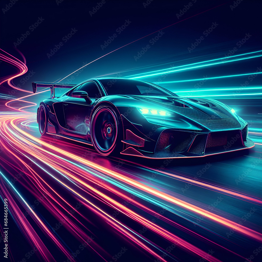 Abstract neon sport car speed motion running design concept