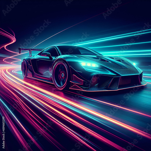 Abstract neon sport car speed motion running design concept
