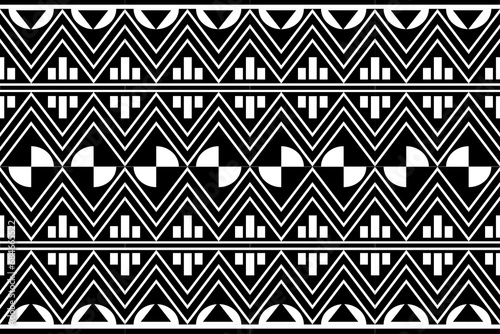 Traditional ethnic geometric ethnic fabric pattern for textiles rugs wallpaper clothing sarong batik wrap embroidery print background vector illustration  black and white pattern.