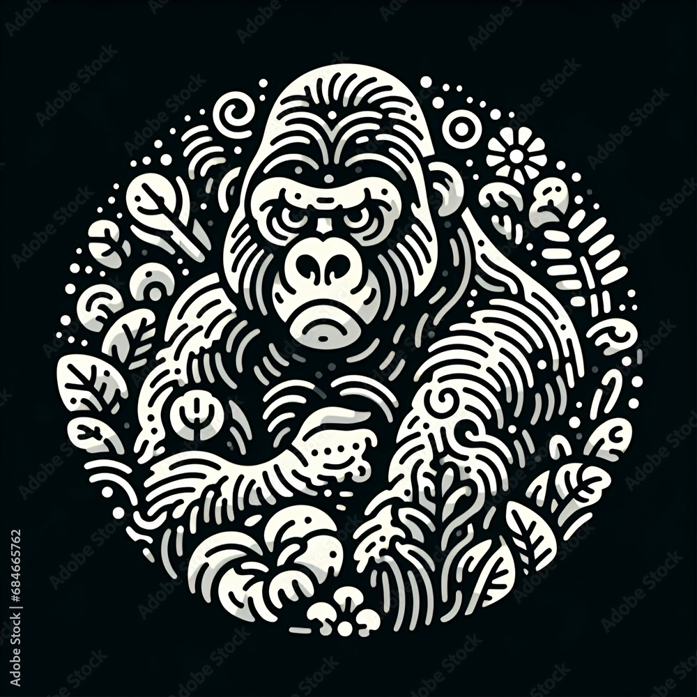 Gorilla isolated on black background 