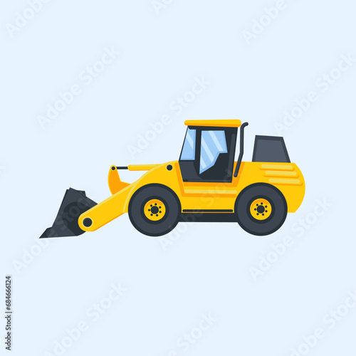 Loader, heavy equipment moving cargo, isolated on white background, vector illustration very suitable for educational books and children's coloring books,
