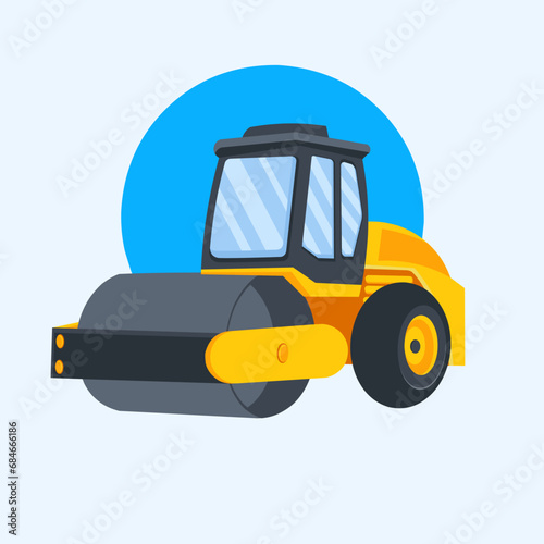 Asphalt Finisher, heavy equipment machine, for road construction, vector illustration suitable for education and children's coloring learning books