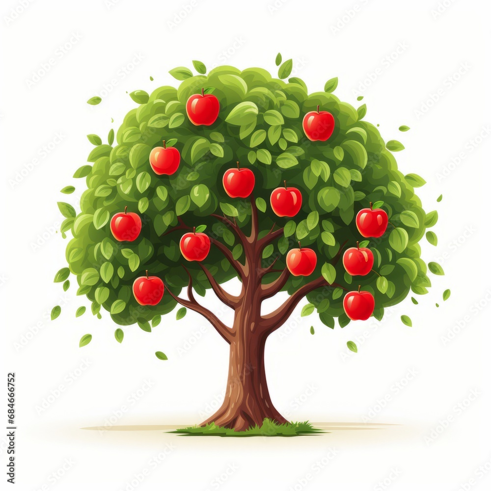 The Majestic Apple Tree Laden With Crimson Apples Glistening in the Sunlight vector art