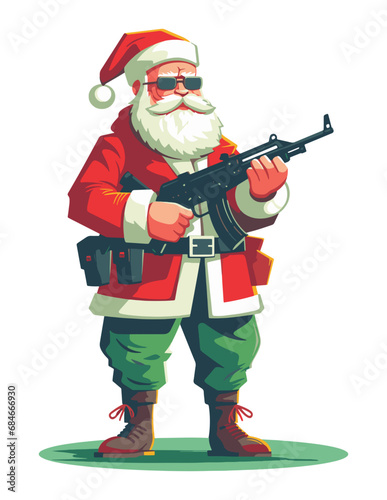Cartoon santa claus with gun