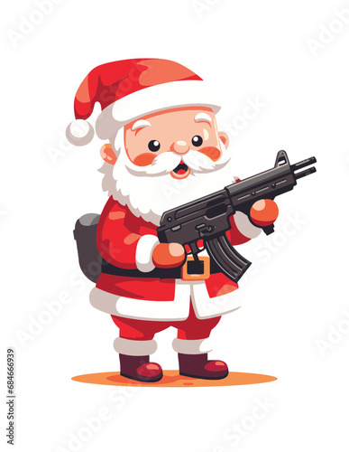 Cartoon santa claus with gun