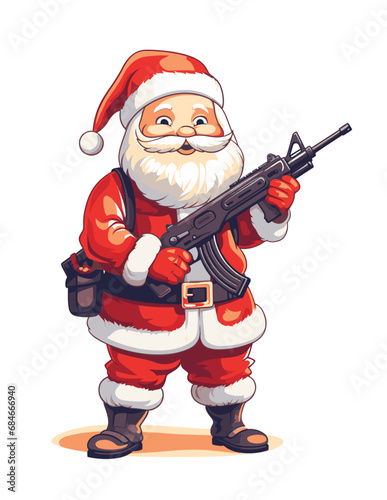 Cartoon santa claus with gun