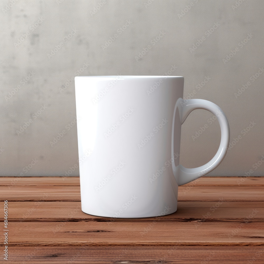 A Serene Morning with a White Coffee Cup on a Rustic Wooden Table vector art A Serene Morning with a White Coffee Cup on a Rustic Wooden Table vector art
